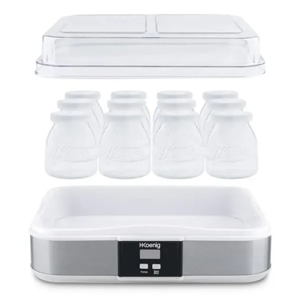 Yogurtmaskiner>HKoeNIG Yoghurtmaskine - ELY120 - Kapacitet 12 bægre à 160 ml - Programmerbar op til 15 timer - 15 W