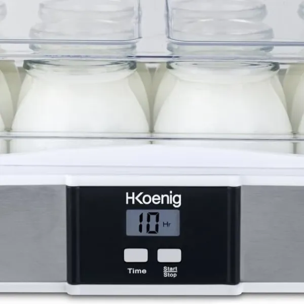 Yogurtmaskiner>HKoeNIG Yoghurtmaskine - ELY120 - Kapacitet 12 bægre à 160 ml - Programmerbar op til 15 timer - 15 W