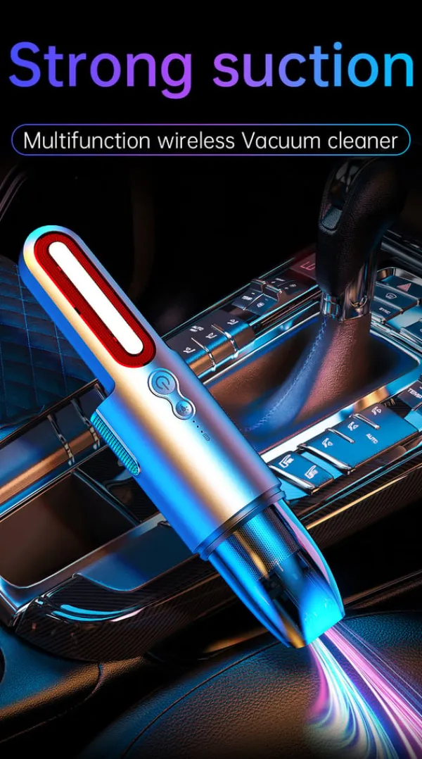 Håndholdt støvsuger til bilen, genopladelig med LED Hot
