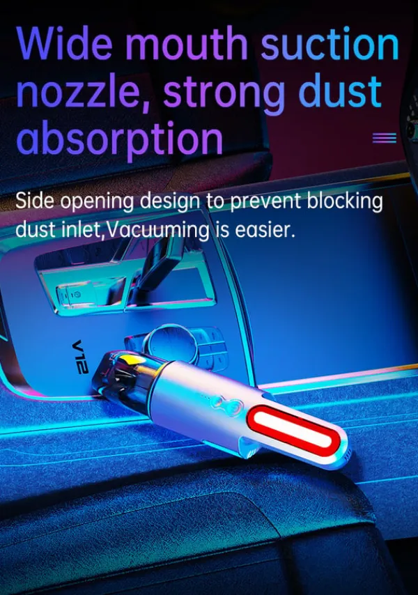 Håndholdt støvsuger til bilen, genopladelig med LED Hot