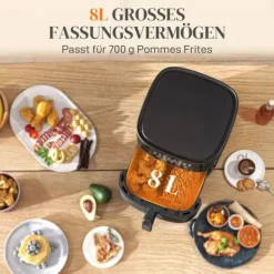 HOMCOM Airfryer 8L - Sort Kunststoff, 1700W, 8 Programmer, LED Touchskærm, Sundere Madlavning Discount