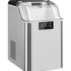 Isproducenter>HOMCOM Ismaskine, 20 kg/24t, Sølv/Rustfri Stål m. 2,1L Tank