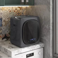 HOMCOM mini tørretumbler, 4 kg, 6 programmer, LED touchskærm, 800W, fritstående/vægmonterbar, aftræk, overophedningsbeskyttelse, grå Outlet