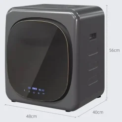 HOMCOM mini tørretumbler, 4 kg, 6 programmer, LED touchskærm, 800W, fritstående/vægmonterbar, aftræk, overophedningsbeskyttelse, grå Outlet
