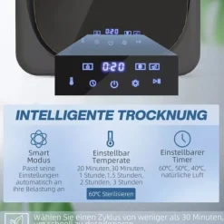 HOMCOM mini tørretumbler, 4 kg, 6 programmer, LED touchskærm, 800W, fritstående/vægmonterbar, aftræk, overophedningsbeskyttelse, grå Outlet