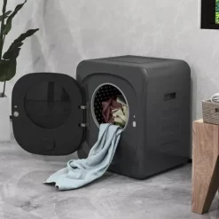 HOMCOM mini tørretumbler, 4 kg, 6 programmer, LED touchskærm, 800W, fritstående/vægmonterbar, aftræk, overophedningsbeskyttelse, grå Outlet