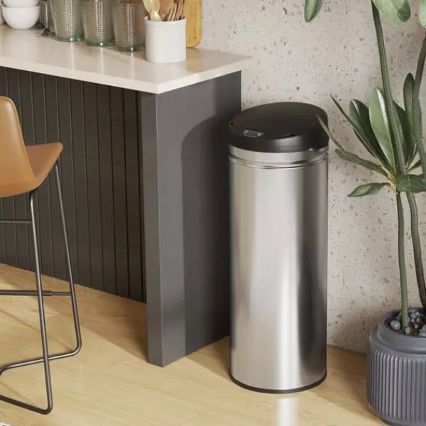 Skraldespande & Papirkurve>HOMCOM sensor skraldespand 50L, rustfrit stål, sølv, berøringsfri, soft-close