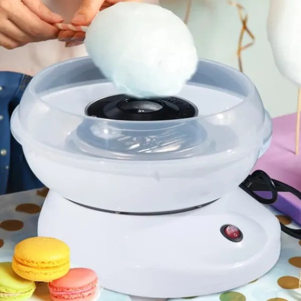 HOMCOM Sukkermaskine i Hvid – Rustfrit stål/Plast, Ideel til Fester, 450-550W Hot