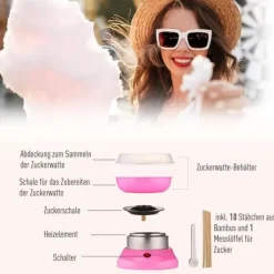 HOMCOM Sukkerspin Maskine - Kompakt Candyfloss Maker med Rustfrit Stål, PP & Lyserød Farve - Perfekt til Hjemmebrug Clearance