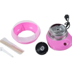 HOMCOM Sukkerspin Maskine - Kompakt Candyfloss Maker med Rustfrit Stål, PP & Lyserød Farve - Perfekt til Hjemmebrug Clearance