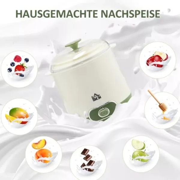 HOMCOM Yoghurtmaskine 1,5L - Hvid Plastik m. Si til Græsk Yoghurt Clearance
