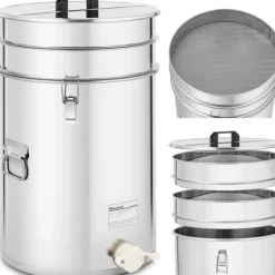 Honningbeholder med si, låg og ventil, STÅL, 50 l Discount