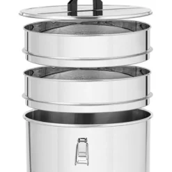 Honningbeholder med si, låg og ventil, STÅL, 50 l Discount