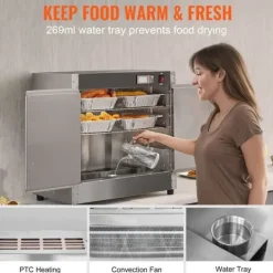 Hot Box madvarmer 4-trins koncessionsvarmeskab, med vandbakke, effektiv opvarmning, energieffektiv, perfekt til catering Hot