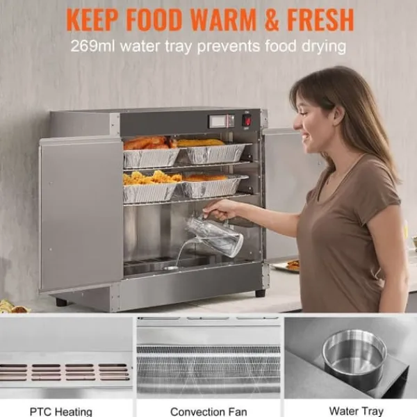 Hot Box madvarmer 4-trins koncessionsvarmeskab, med vandbakke, effektiv opvarmning, energieffektiv, perfekt til catering Hot
