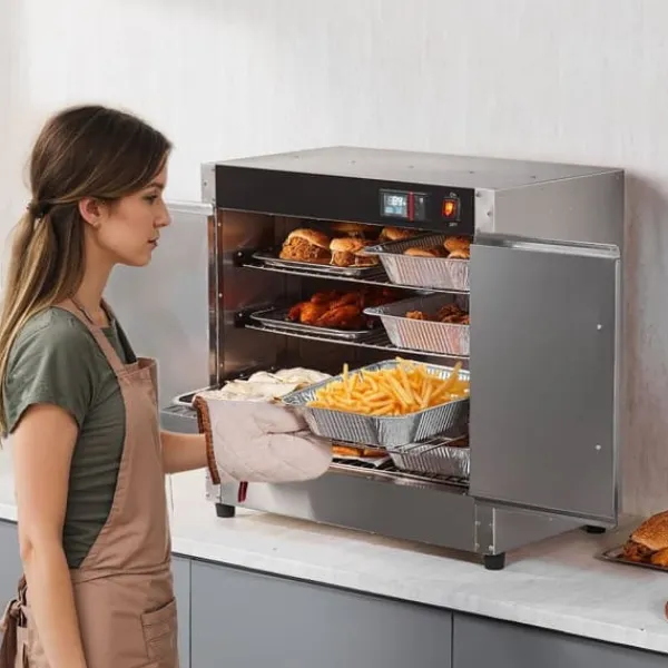 Hot Box madvarmer 4-trins koncessionsvarmeskab, med vandbakke, effektiv opvarmning, energieffektiv, perfekt til catering Hot