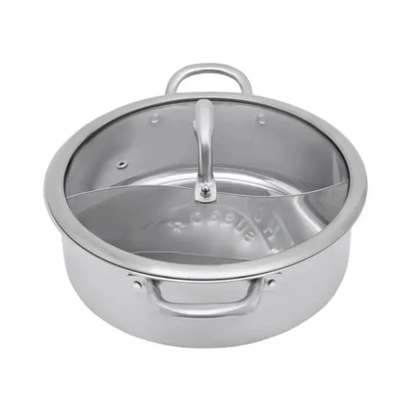 Hot Pot/Fonduegryde - Delt Yin-Yang - 32 cm - 304 Rustfrit Stål - Med Skeer - Militærgrøn Online