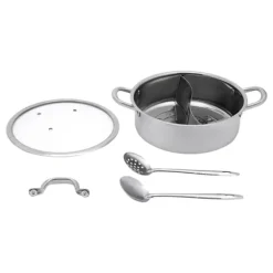 Hot Pot/Fonduegryde - Delt Yin-Yang - 32 cm - 304 Rustfrit Stål - Med Skeer - Militærgrøn Online