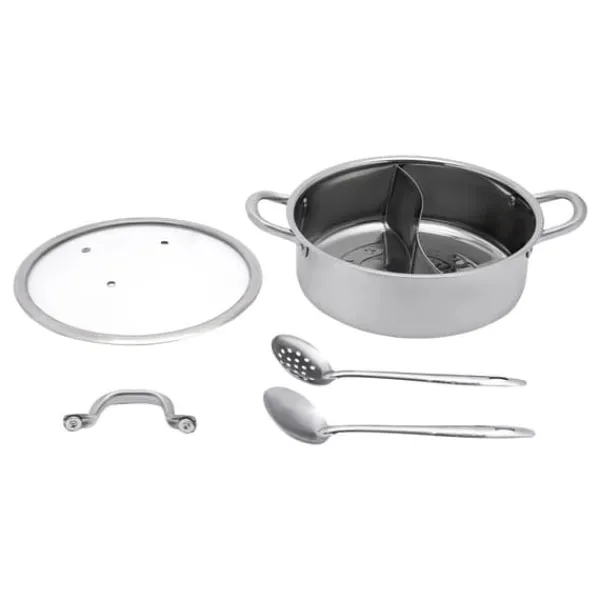 Hot Pot/Fonduegryde - Delt Yin-Yang - 32 cm - 304 Rustfrit Stål - Med Skeer - Militærgrøn Online