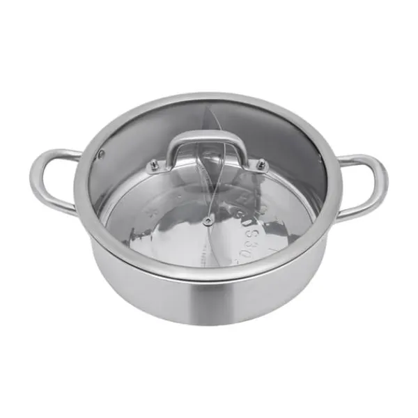 Hot Pot/Fonduegryde - Delt Yin-Yang - 32 cm - 304 Rustfrit Stål - Med Skeer - Militærgrøn Online