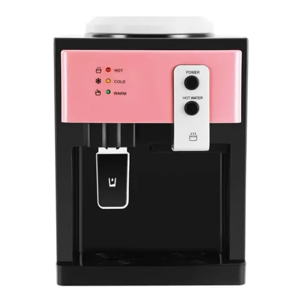 HS-09 - Bordmodel vanddispenser/vandkøler - Varm og kold - Aftageligt design - 550W opvarmning, 75W køling - PP & 304 rustfrit stål - Lyserød Clearance