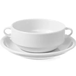 Hvid porcelæns bouillonflaske OPTIMA 380ml, sæt med 12 stk. -Hendi 770924 Discount