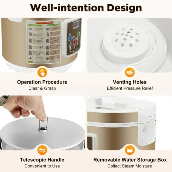 Hvidløgsfermenter - Maskine til sort hvidløg - 5 l kapacitet - 4 riste - 30–85 °C - 90 W - 220–240 V - Non-stick belægning - Beige Online