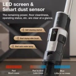 HW9 Pro Max - 2‑i‑1 støvsuger og gulvvasker - Trådløs - Smart LED-skærm - Selvrensning - 220–240 V - EU-stik Clearance