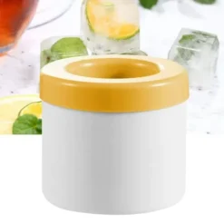 Ice Cube Form isbakker med låg Stor silikone isspand Ice Cube Maker rund til frosne cocktaildrikke Mere gul Best