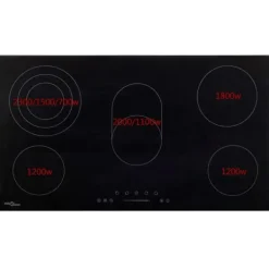 Indbygnings induktionskogeplade - 5 brændere Touch Control 8500 W | Størrelse: 77 cm