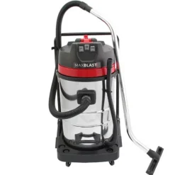 Grovstøvsugere>Industriel Støvsuger 80L Våd & Tør 45Mundstykker Kommerciel Rengøring 3000W Tredobbelt Motor Rustfrit Stål Stof Filter 1,5 m Slange 9 m Ledning Poselø | CDON