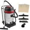 Industriel Støvsuger 80L Våd & Tør 4 Mundstykker Kommerciel Rengøring 3000W Tredobbelt Motor Rustfrit Stål Stof Filter 1,5 m Slange 9 m Ledning Poselø | CDON Clearance