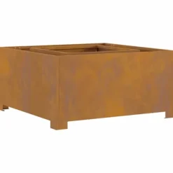 Terrassevarmere>Industriel udendørs bålplads i rustfrit stål - Firkantet design | Størrelse: 80x80x40 cm | Farve: Brun