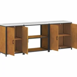 Industrielt køkkenopbevaringssæt med hylder - 3 pcs | Størrelse: 240x50x92 cm | Farve: Rusten Best