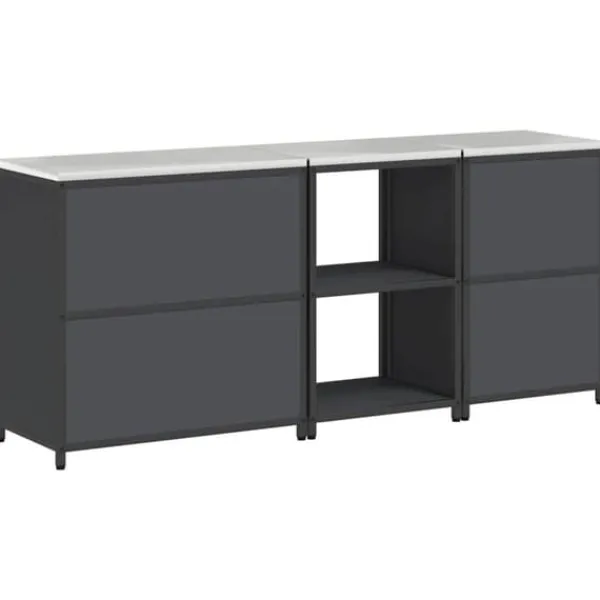 Monteringsfärdiga Kök & Pentryn>Industrielt køkkenopbevaringssæt med hylde - 3 dele | Farve: Antracit | Størrelse: 210x50x92 cm