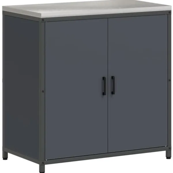 Monteringsfärdiga Kök & Pentryn>Industrielt køkkenopbevaringssæt med hylde - 3 dele | Farve: Antracit | Størrelse: 210x50x92 cm