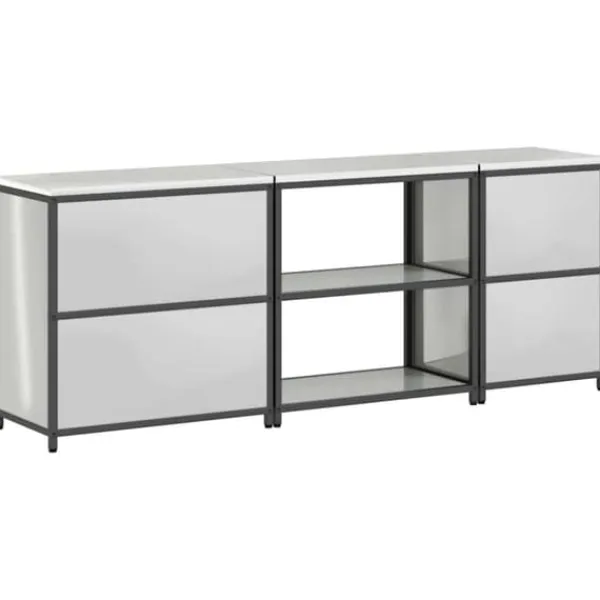 Monteringsfärdiga Kök & Pentryn>Industrielt køkkenopbevaringssæt med hylde - 3 pcs | Farve: Sølv | Størrelse: 240x50x92 cm