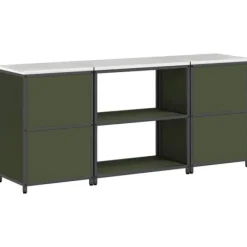 Industrielt køkkenopbevaringssæt med dør - 3 pcs | Farve: Oliven grøn | Størrelse: 210 x 50 x 92 cm Discount