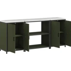 Industrielt køkkenopbevaringssæt med dør - 3 pcs | Farve: Oliven grøn | Størrelse: 210 x 50 x 92 cm Discount