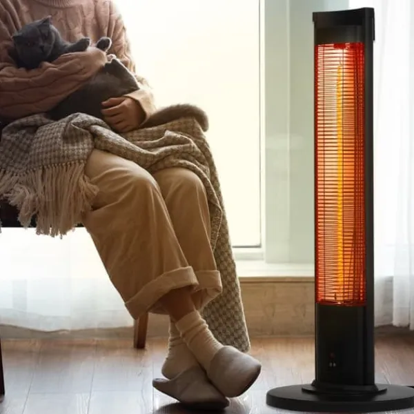 Terrassevarmere>Infrarød varmelegeme 2000W elektrisk rumvarmer med fjernbetjening, 3 hastigheder og timerfunktion
