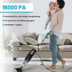 INSE R3S blå støvsuger med ledning – 2-i-1 håndholdt støvsuger og gulvstøvsuger med HEPA-filter