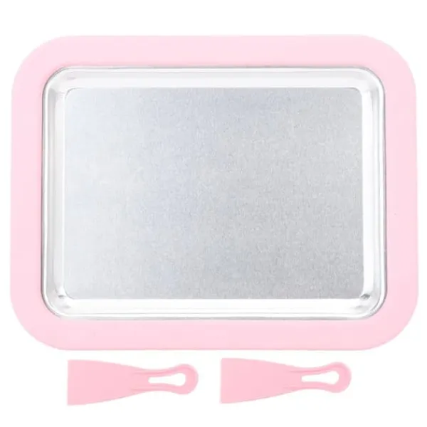 Ismaskine>Instant Ice Cream Maker Pan Roll Frozen Yoghurt Sorbet Gelato Familiesjov Sund hjemmelavet DIY Ice Cream Lille aluminiumslegeringspanel Pink