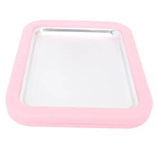 Ismaskine>Instant Ice Cream Maker Pan Roll Frozen Yoghurt Sorbet Gelato Familiesjov Sund hjemmelavet DIY Ice Cream Lille aluminiumslegeringspanel Pink