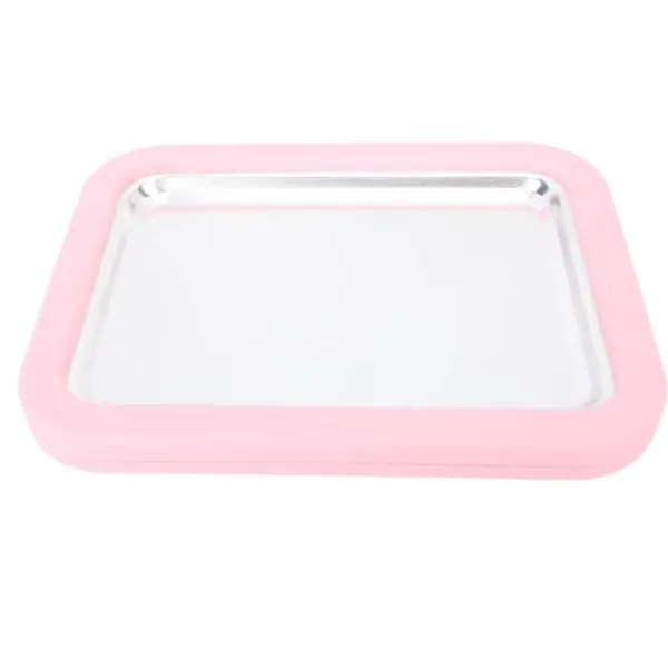 Ismaskine>Instant Ice Cream Maker Pan Roll Frozen Yoghurt Sorbet Gelato Familiesjov Sund hjemmelavet DIY Ice Cream Lille aluminiumslegeringspanel Pink