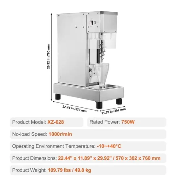 Ismaskine>Isblender 750W, Røremaskine, 304 Rustfrit Stål, Høj Effekt, Kvalitets Mixer