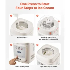 Ismaskine, Opretstående automatisk med indbygget kompressor, 25.9x26.9x35.5 cm, Frossen yoghurtmaskine Outlet