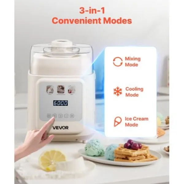 Ismaskine, Opretstående automatisk med indbygget kompressor, 25.9x26.9x35.5 cm, Frossen yoghurtmaskine Outlet