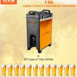 Drikkevareautomater>Isoleret drikkevaredispenser, 5 gallons kapacitet, ikke-elektrisk isolering, drypfri haneknude
