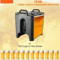 Isoleret drikkevaredispenser, 10 gallon, fødevaregodkendt LL9450UP til kolde og varme drikke. Termisk køler med to-trins hanehåndtag. Clearance