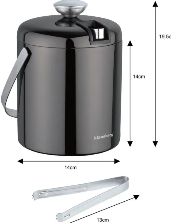 Isspande & Kølere>Isspand 1,3L + tænger isterningbeholder KLAUSBERG KB-7656 grafit